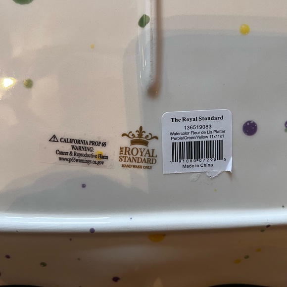 The Royal Standard Mardi Gras Watercolor Fleur de Lis Platter - Picture 3 of 3